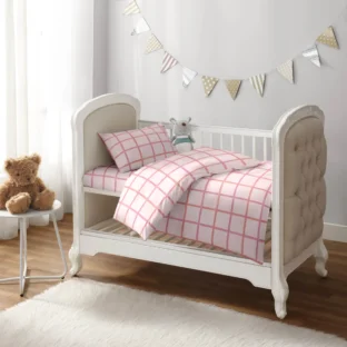 Watercolor Plaid Pink Crib Set