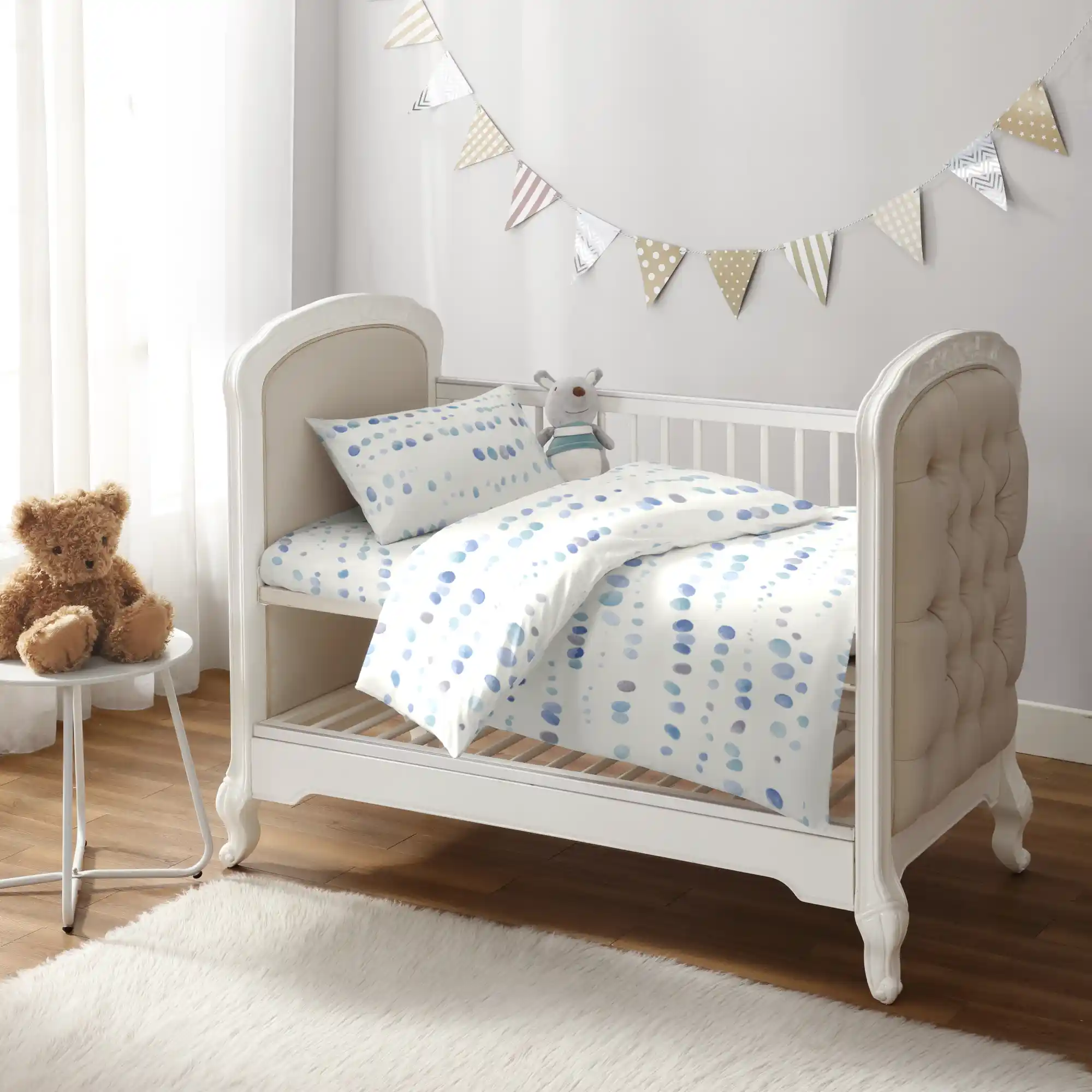 Painted Dabs Blue Crib Set